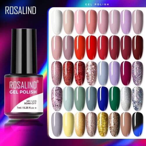 ROSALIND Red Glitter Gel Polish 7ML Hybrid Varnishes All For Manicure Nails Art Base Top Coat UV Vernis Semi Permanent Gellak
