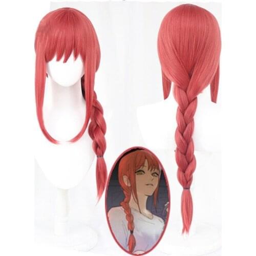 Hot Anime Chainsaw Man Makima Cosplay Wig Rose Red Twist Braid Hair Synthetic Resistant Wigs for Carnival Comic Show