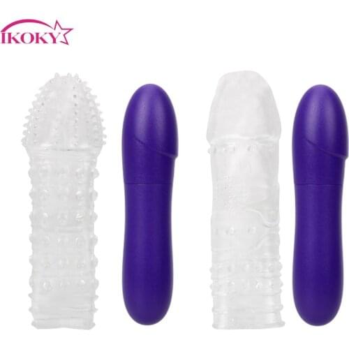 IKOKY Penis Sleeve Sex Toys for Women Vibrator G-spot Clitoris Stimulator Female Masturbation Dildo