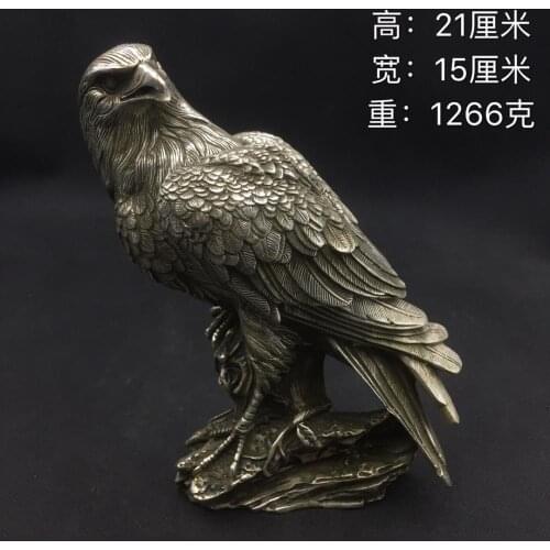 Collectible Decorated Old Handwork white copper Eagle Statue Cupronickel Home Office desktop study Crafts Decor 1266 G