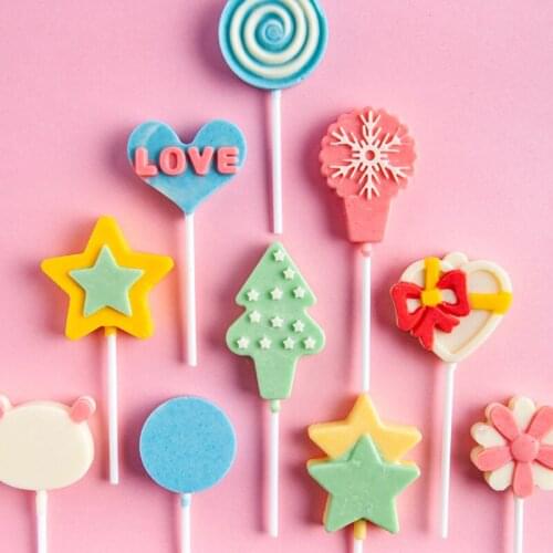 Silicone Round Heart Lollipop mold Cake Chocolate Candy Pudding Jelly Candy Ice 100pcs/Pack 10cm 15cm PP Plastic Lollipop Stick