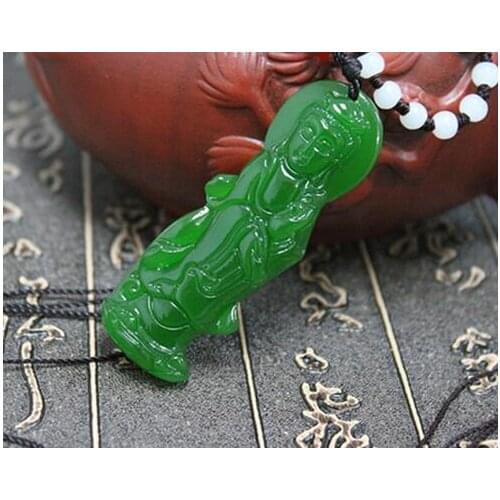Natural Hetian jade sweater chain pendant men and women Guanyin necklace pendant gift