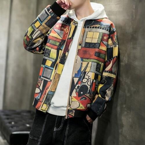 Flower jacket fashion Club Party wind slim fit coat mens autumn 2020 clone