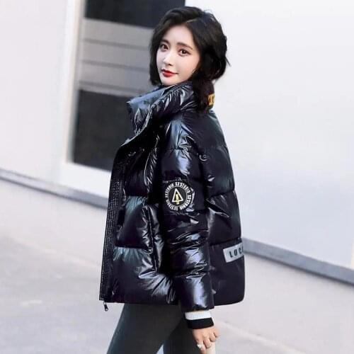 Winter Down Cotton Jacket Women 2021 New Fashion Overcoat Parkas Ladies Short Jackets Stand Collar Bright Face Coat Female