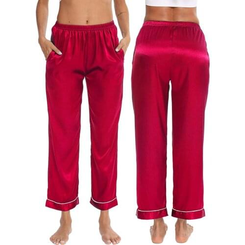 Summer Women Satin Silk Pajama Pants Comfortable Sleep Bottoms Pant Home Pants for Women Loose Large Size Trousers pijama mujer