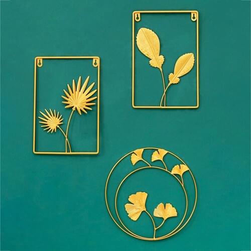 Nordic Style Leaf Shape Hanging Wall Creative Iron Ginkgo Leaf Decoration Living Room Sofa Background Wall Decor Accessories