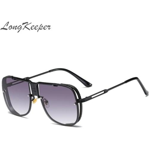 LongKeeper Oversized Pilot Sunglasses Women Men Luxury Brand Design Gradient Sun Glasses Metal Cool Square Driving Gafas UV400