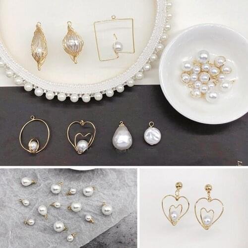 DIY earring material, high quality copper plated real gold jewelry, imitation pearl irregular pendant, handmade jewelry making