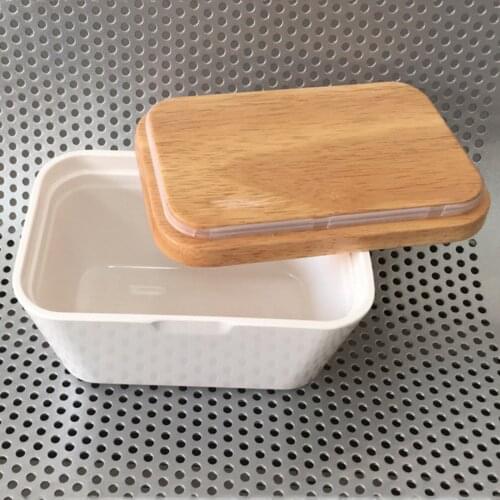 250ML/500L Butter Box Melamine Dish With Wood Lid Holder Serving Storage Container Wood Melamine Serving Box Hotel Kitchen Tools