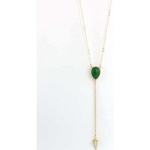 MELIHE Punk Long Arrow Pendant Necklace 2019 Green Black Purple Natural Stone Gold Color Necklaces & Pendants Jewelry SNE160174