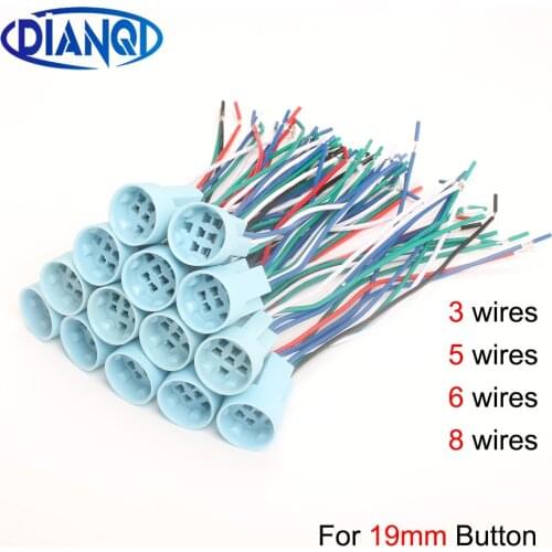 19mm metal push button socket wiring 3 wires 5 wires 6 wires 8 wires stable lamp light button Terminals base
