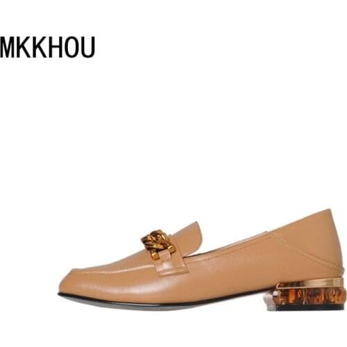 MKKHOU Fashion Single Shoes Women New Autumn Casual Loafers Genuine Leather Comfortable Low Heel Ladies Shoes Light shoe