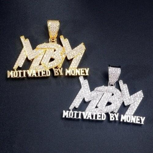 Fashion Hip-Hop Men and Women Cubic Zircon Mbm Letter Pendant Ice Full Necklace Jewelry Gift