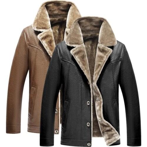 Mens leather jacket motorcycle PU coat men faux leather jackets middle-aged clothes plus velvet jaqueta de couro autumn winter