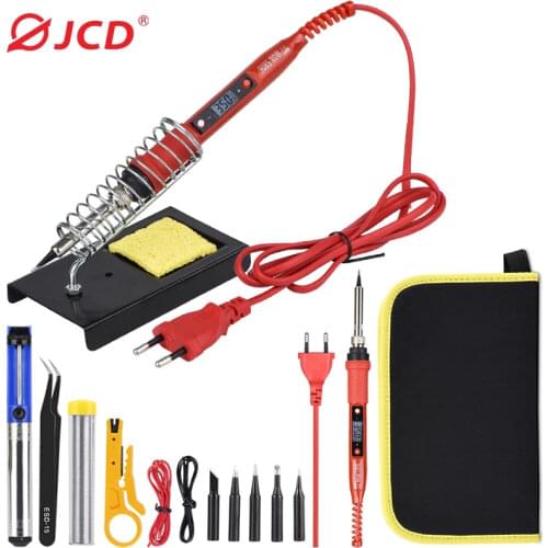 JCD 80W soldering iron kit 220V 110V Ceramic Heating element LCD adjustable temperature welding solder iron with soldering tips