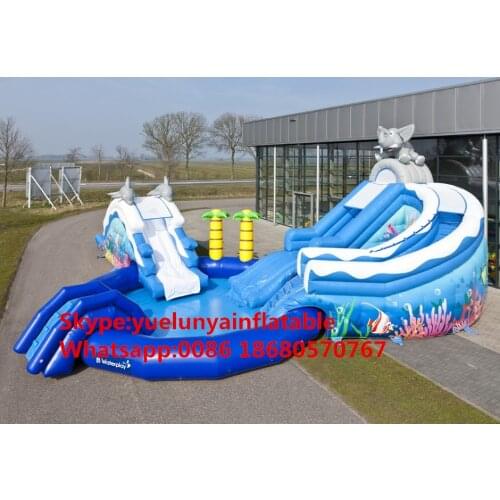 Factory direct inflatable castle slides Pool slide, large water park Large pool Ocean Elephant Water Park KY-720