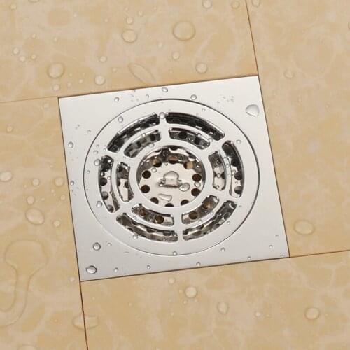 New chrome solid brass 100 x 100mm square anti-odor floor drain bathroom shower drain-M844