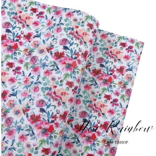 New Rainbow 30x138cm/Roll Vintage Boho Flowers Faux Leatheretter For Hair Bows, Accessories, Earrings, DIY Crafts, Homedecors