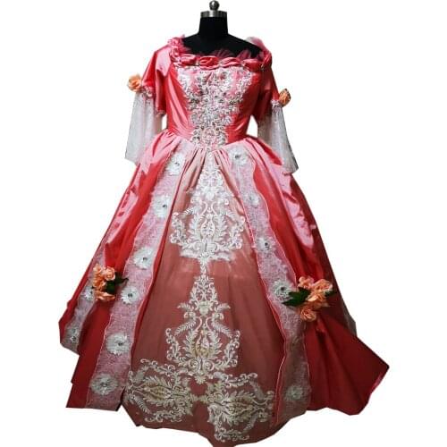 New pink Vintage costumes 18th Duchess Retro medieval Renaissance Reenactment Theatre Civil war Victorian dress D-375