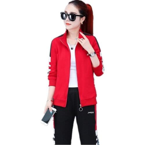 NEW Trending Products 2020 Sporting suit female Leisure 2 piece set embroidery Large size Knitted pullover autumn clothing 1481