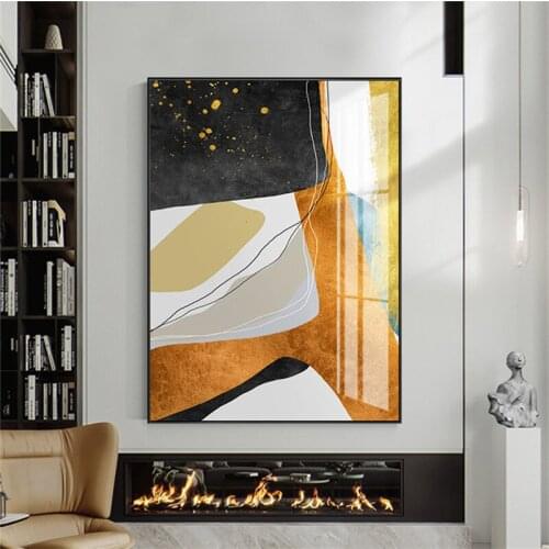 Orange Gold Geometry Abstract Canvas Poster Print Modern Wall Art Painting Artwork Minimalist Picture Living Room Corridor Decor