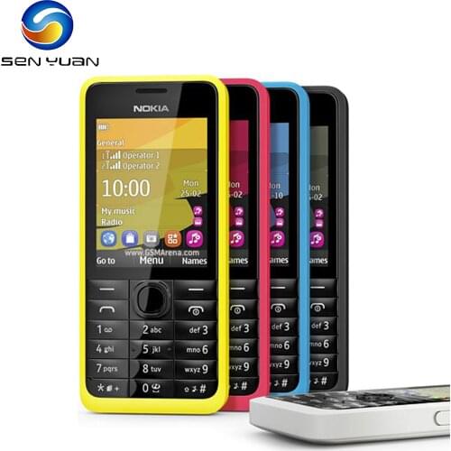 Original Nokia 301 3G Mobile Phone Unlocked 2.4'' Display Single&Dual SIM Card 2G GSM WCDMA 3MP Camera Refurbished CellPhone
