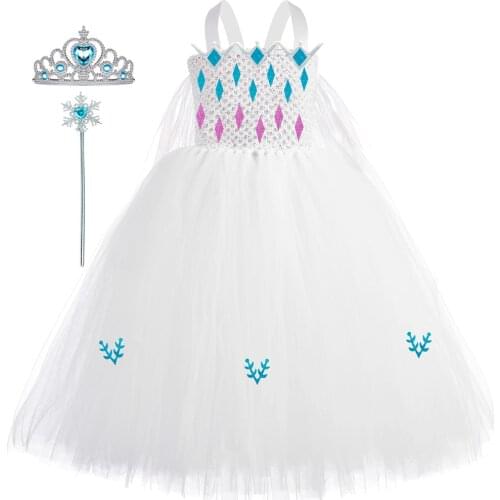 New Elsa Tutu Dress Tulle Kids Dresses for Girs Snow Queen 2 Elsa Cosplay Costume Girls Halloween Birthday Party Princess Dress
