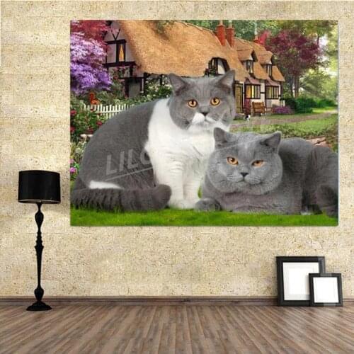 Full Round /Square Diamond Embroidery Cat 5D DIY Diamond Painting Landscape garden Diamond Mosaic Cross Stitch Wall Decor FG1281