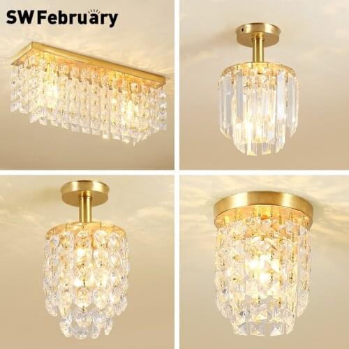 All Copper Crystal Aisle Ceiling Lamps Porch Lights European Style Entrance Cloakroom Corridor Lighting Small Chandelier