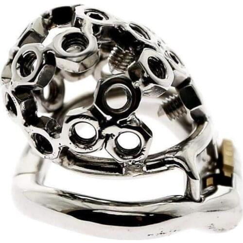 Porous Ventilation Stop Masturbation Lockable Cock Cage Lock Penis Ring Stainless Steel Chastity Device BDSM Sex Toys for Men