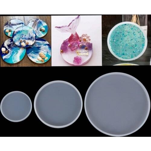 Transparent White Fluid Arts Round Coaster Molds Silicone Epoxy Resin Casting Molds DIY Jewelry Pendant Agate Making Mould Tool