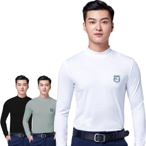 Men Autumn Golf Shirts Winter Autumn Thicken Warm Bottom Long Sleeve O-neck Underwear Shirt Comfort Soft Golf Apparel D0661