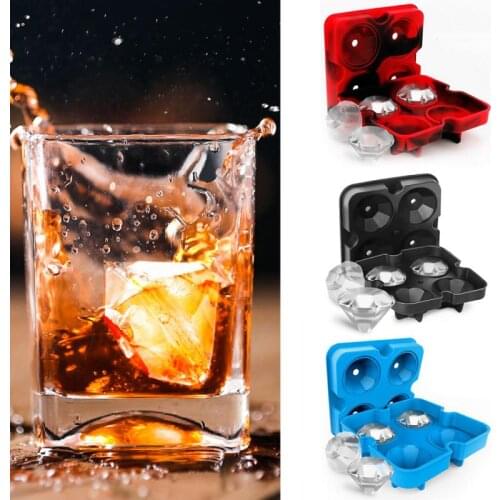 Silicone Ice Cube Mould Diamond Shape Ice Tray Easy To Release Summer Ice Molds For Whiskey Beer Cocktail Bar Accessories