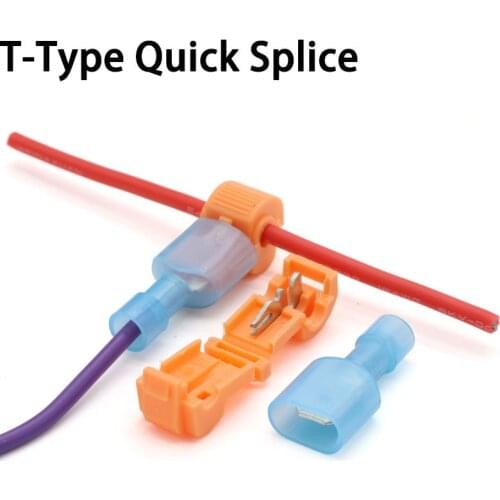 10 Sets T Shape Quick Splice Electrical Wire Connectors Crimp Terminals Block Lock For Sq 0.5-4mm 22-17AWG/15-13AWG/13-10AWG