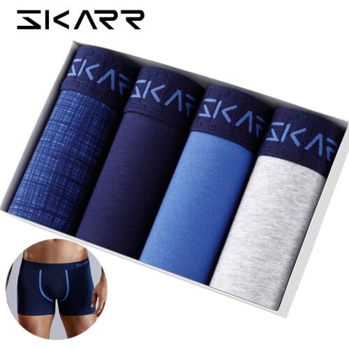 4pcs Solid Colour Man Underwear Sexy Boxers Cotton For Mens Panties Gay Underpants Brand Male Boxershorts Wholesale Lot Calecon