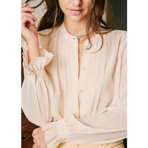 Womens 2021 spring new French chiffon shirt silk top design