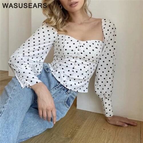 Блузки в горошек Wasusears China At AliExpress