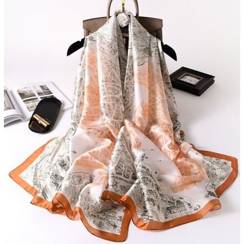 Japan and South Korea Female Summer Holiday Scarf Beach Towel Long Air Conditioning Shawl New Silk horse print Sunscreen Scarf