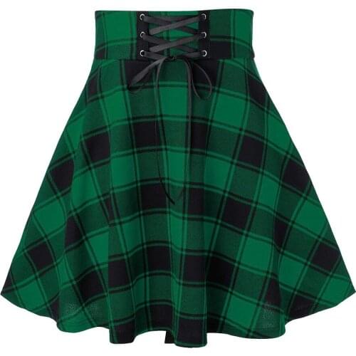 Skirt Women Fashion Sexy Casual Lattice Printing Splicing Frenulum A-line Mini Skirt Skirts Womens Plaid Skirt 2020 Female #F