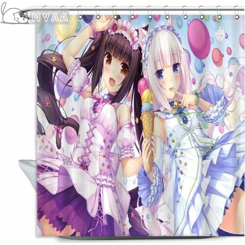 NYAA NEKOPARA Shower Curtain Eco-friendly Modern Fabric polyester Custom Bath Curtains Home Decor Curtains