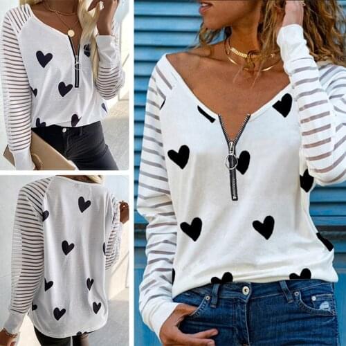 2021 Summer V Neck Zipper Design Long Sleeve Casual White Top Womens Kawaii Clothes Streetwear Harajuku Tee Shirt Femme