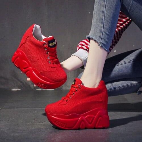 Breathable Air Mesh Chunky Sneakers Women 2021 Spring Summer Knitted Height Increasing Shoes Woman White Casual Footwear