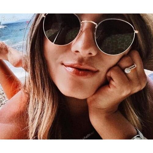 2018 Luxury Mirror Sunglasses Women/Men Brand Designer Glasses Lady Round Sun Glasses Street Beat Oculos De Sol Gafas 90s Retro
