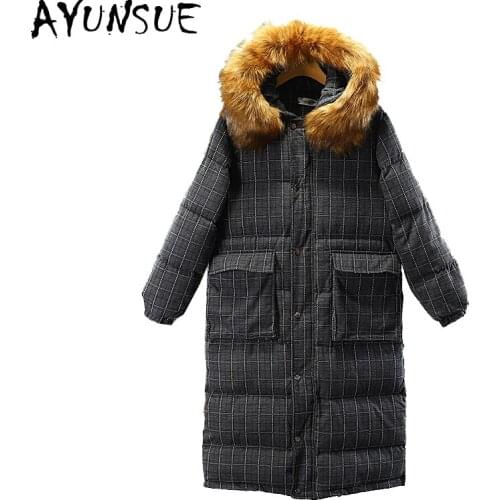 AYUNSUE Winter Clothes Women Hooded Parkas Warm Jackets for Woman 2021 Female Long Fur Collar Coat Casaco Feminino Inverno HLY88