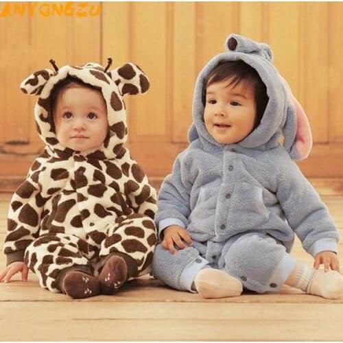 1pcs New Baby Romper Animal Cartoon Solid - colored hooded jumpsuit 80 90 95