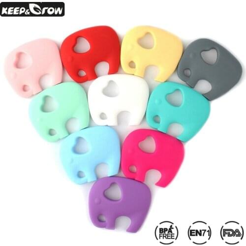 10Pcs 10Color Elephant Baby Teethers Fashion Cute Food Grade Silicone Teether Baby Animal Teething Toy Necklace Pacifier Pendant
