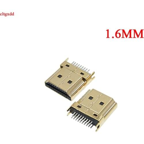 10PCS HDMI-compatible Male Jack/plug connector 19PIN 19P 1.6MM 180 Degree Gold-Plated hd 19 PIN