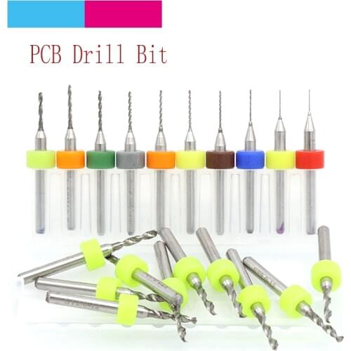 10pcs/set 0.15mm to 2.5mm PCB Mini Drill Bits Tungsten Steel Carbide For Print Circuit Board CNC Machine Woodworking Tools