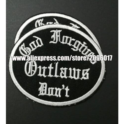 10pcs/lot Outlaws Patches for Motorcycle bad forgive Jacket Clothing Rider badges of nomad iron on sticker Biker vest appliques