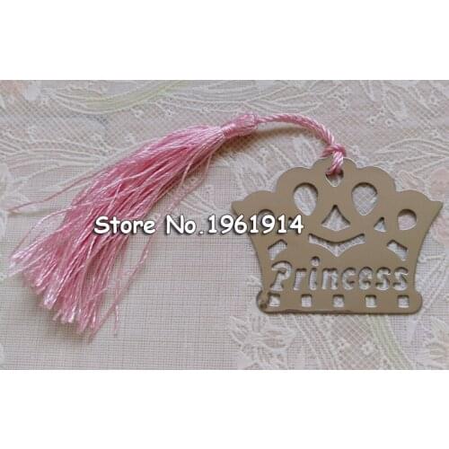 10pcs Cute Silver Boxed Prince Princess Crown Bookmark Wedding birthday Christening Bridal boy Baby Shower Favor Home Party Gift